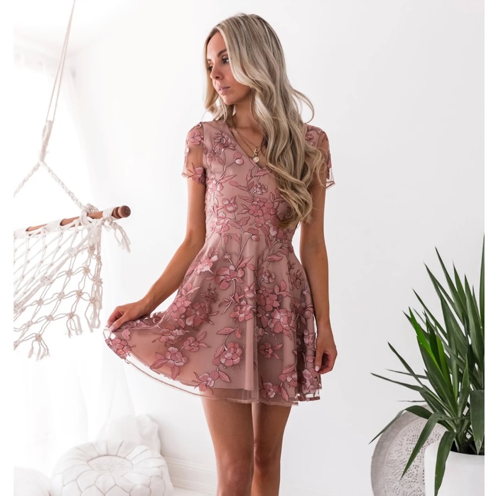Two Sisters the Label Rose Lace Mini Dress